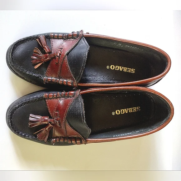 COPY - Sebago Leather Loafers, hand stiched, blk/D Brown, L/7W - Picture 6 of 10